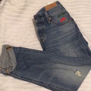 Levi jeans with cherry patch!